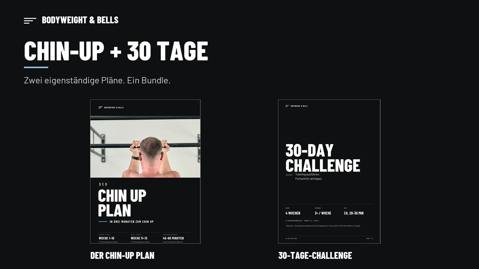 Bundle aus dem Chin-Up Plan und der 30-Tage-Challenge mit beiden Produktcovern