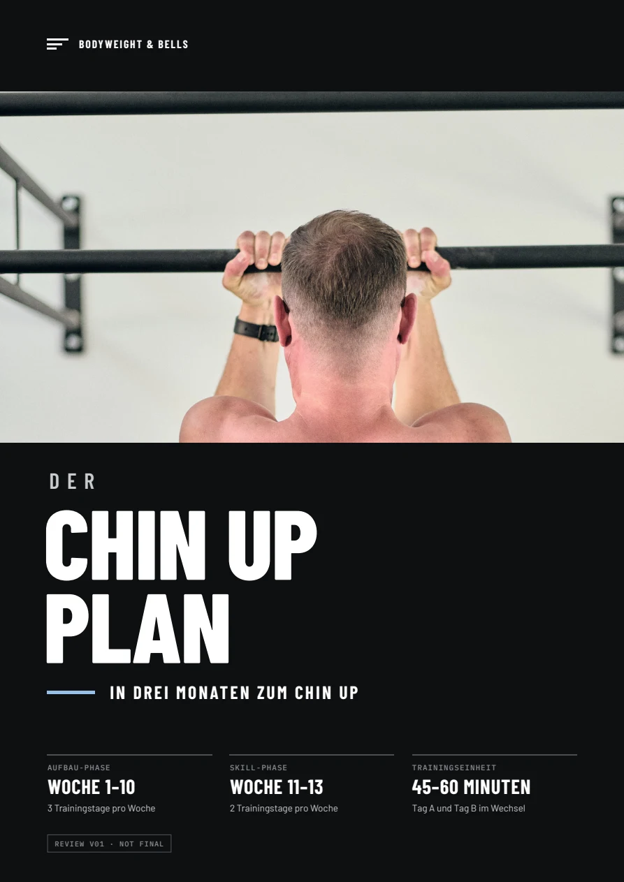 Originalcover des Chin-Up Plans mit realer Trainingsaufnahme